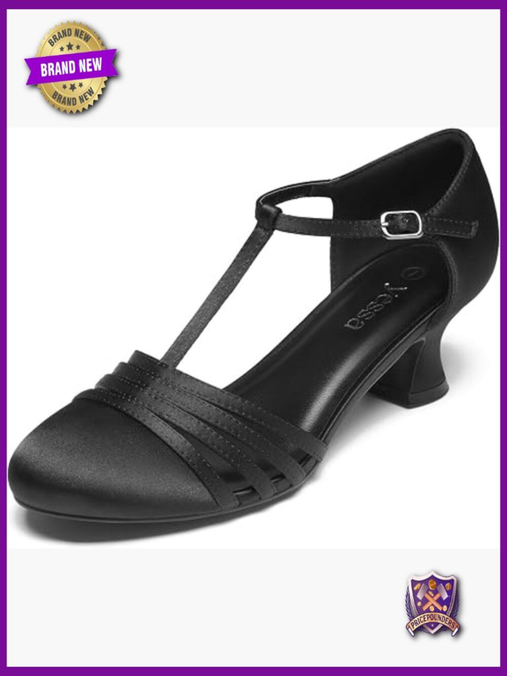 T-Strap Ballroom Dance Shoes for Women, 2/2.5 Inch Heel, Faux Leather, Buckle